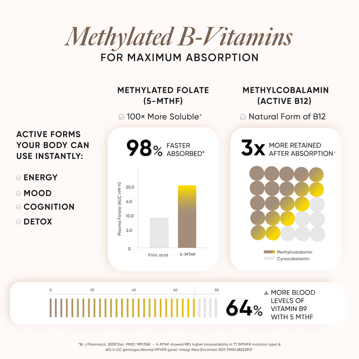 Bioactive B Complex | Methylated B Vitamins with Biotin & Vitamin C | 60 Capsules